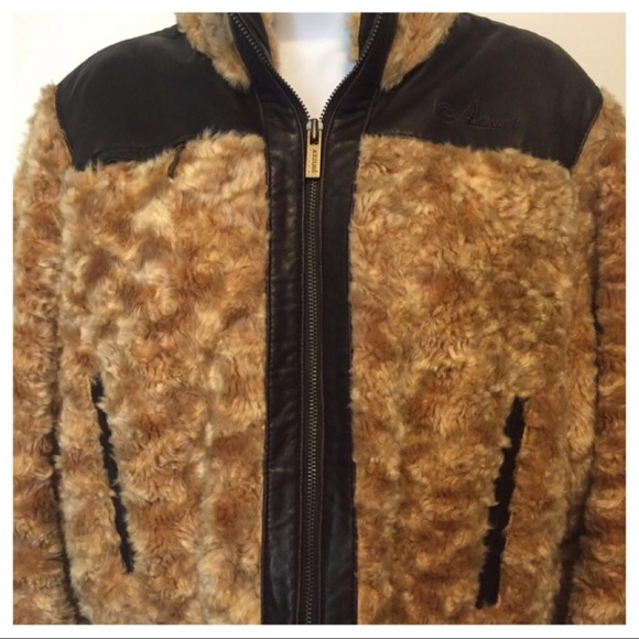 Azzure Leather Faux Fur & Leather Bomber Jacket - Picture 3 of 9